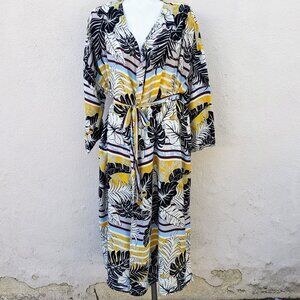 tropical floral wrap cover up robe